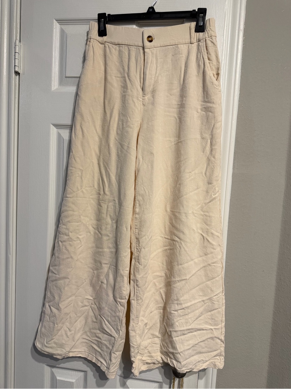 Linen blend wide leg pants size M